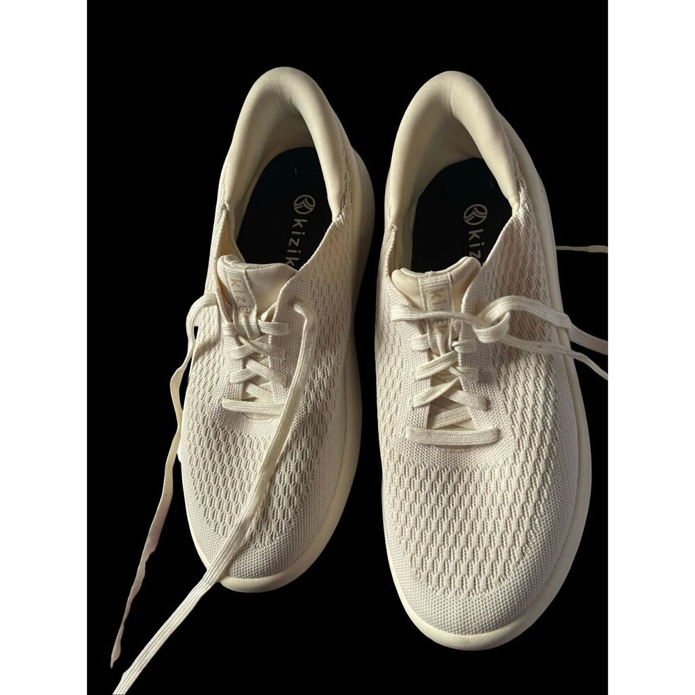 KIZIK Unisex Cream Knit Hands Free Low Casual Sneaker Shoes Mens 9.5 Womens 11